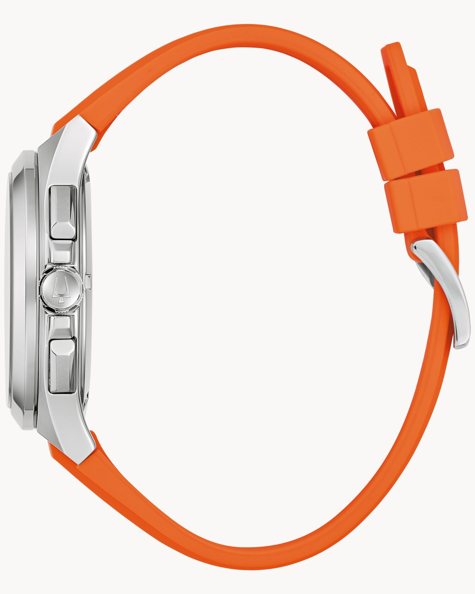 Reloj Bulova Marc Anthony Maquina 96B407 Hombre Cronógrafo Acero Esfera Azul Correa Silicona Naranja