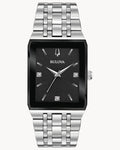 Reloj Bulova Quadra 96D145 Rectangular Acero Negro con Diamantes