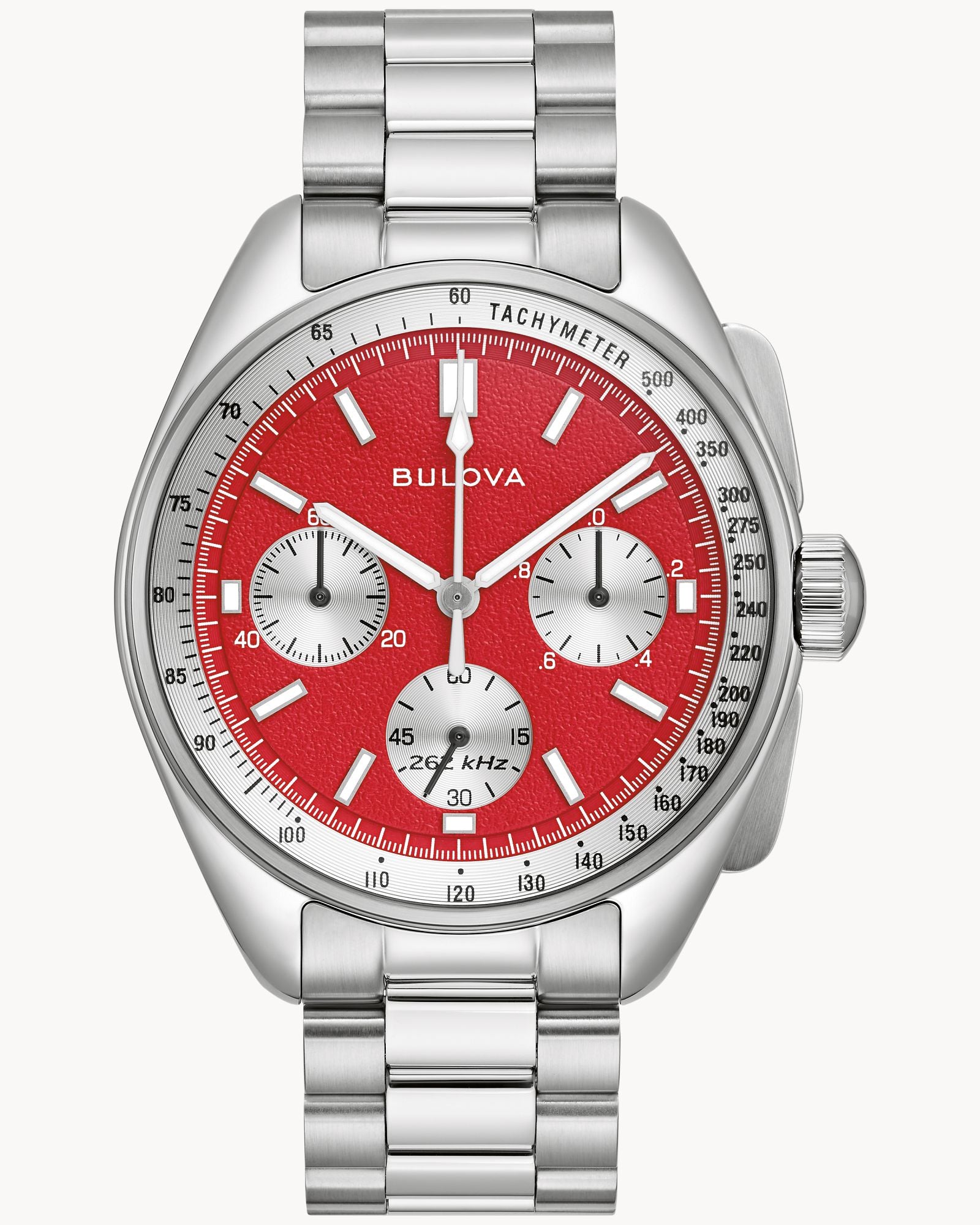 Reloj Bulova Precisionist Chronograph  Lunar Pilot 96K115 Hombre Acero Inoxidable Esfera Roja Cronógrafo 262 kHz Set con Correa Cuero