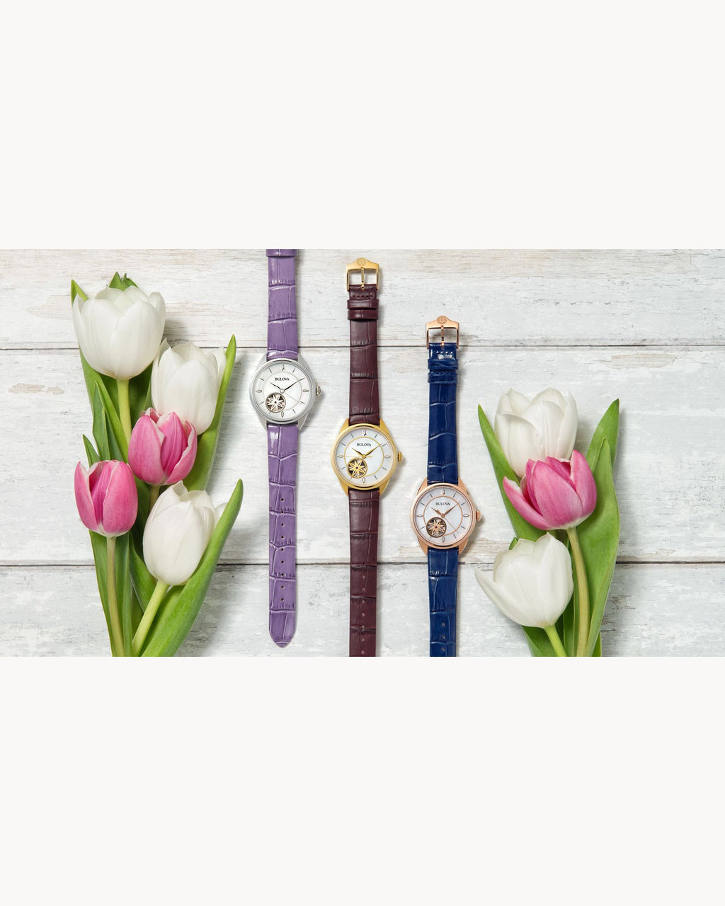 Bulova Sutton 97L179 Reloj Mujer Automático Open Heart Acero Dorado  Correa Cuero Marrón