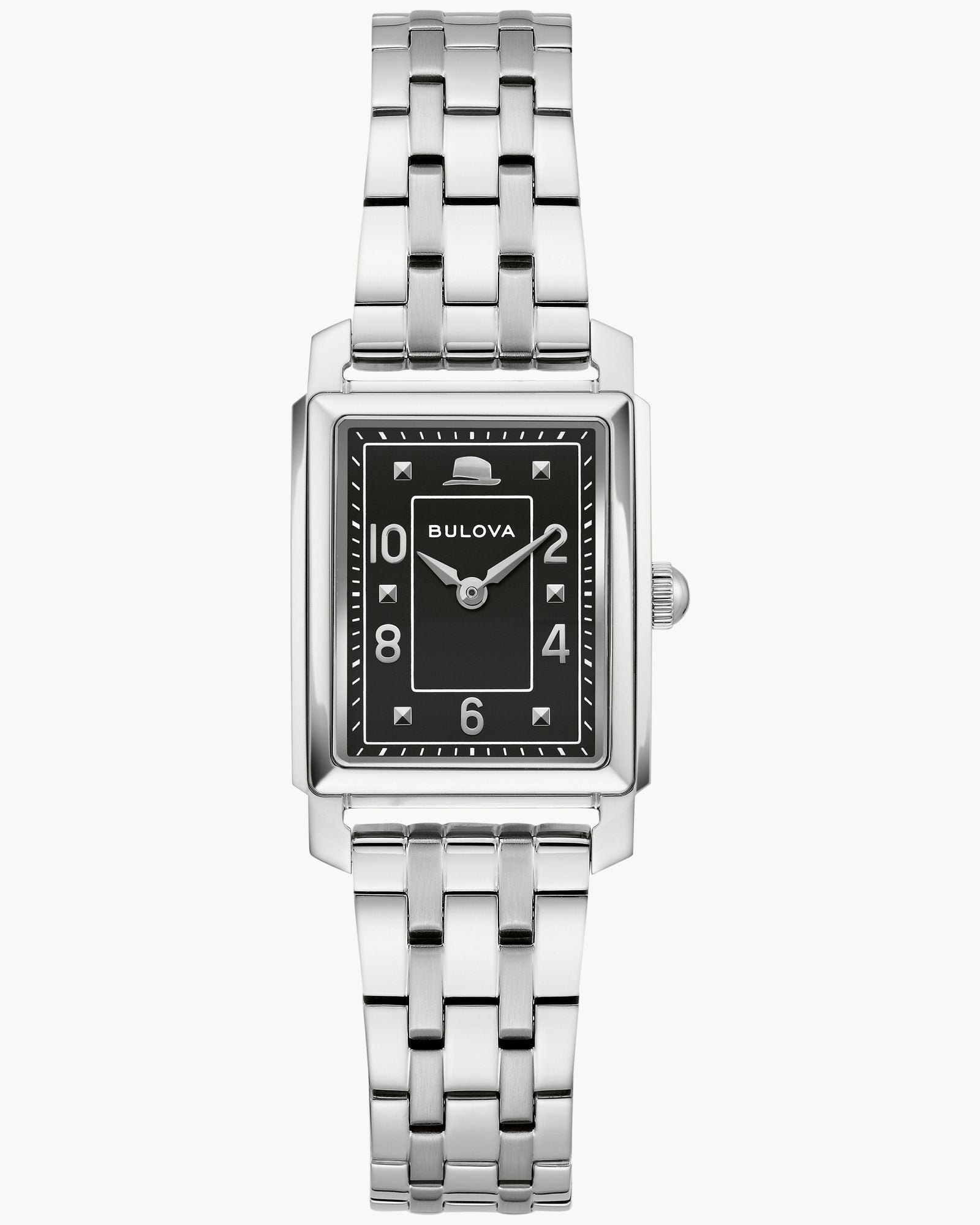 Reloj Bulova Frank Sinatra 96L341 Mujer Acero Inoxidable Esfera Negra Rectangular