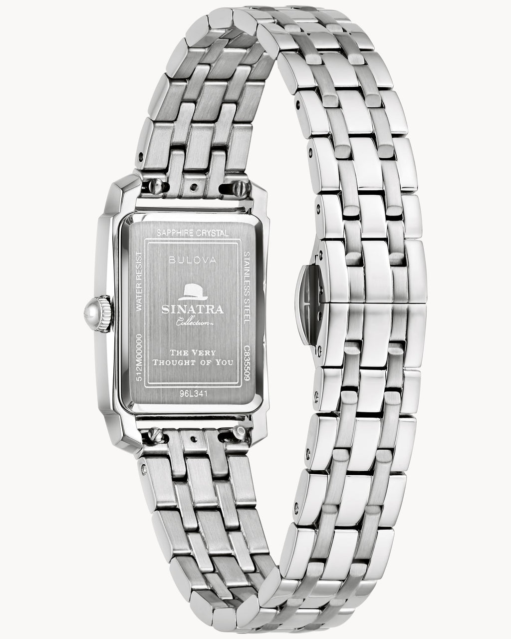 Reloj Bulova Frank Sinatra 96L341 Mujer Acero Inoxidable Esfera Negra Rectangular