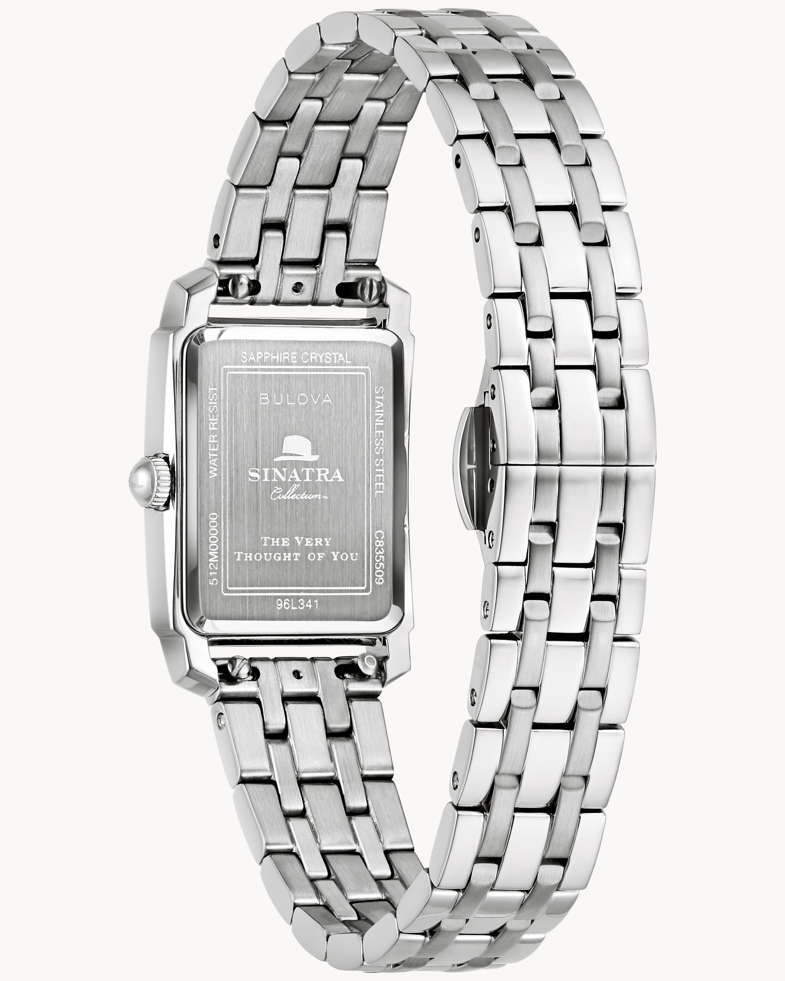 Reloj Bulova Frank Sinatra 96L341 Mujer Acero Inoxidable Esfera Negra Rectangular