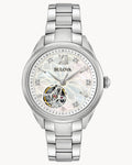 Reloj Bulova Classic Sutton 96P181 Mujer Automático Open Heart Acero Inoxidable Esfera Nácar Cristales