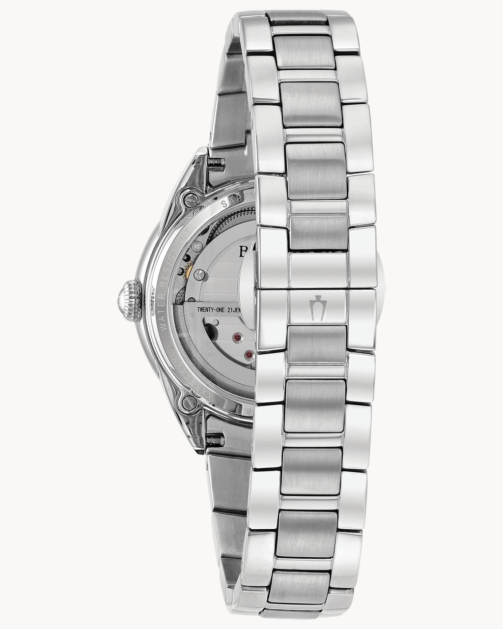 Reloj Bulova Classic Sutton 96P181 Mujer Automático Open Heart Acero Inoxidable Esfera Nácar Cristales