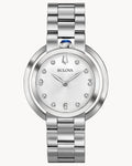Reloj Bulova Rubaiyat 96P184 Mujer Acero Inoxidable Esfera Plateada con Cristales