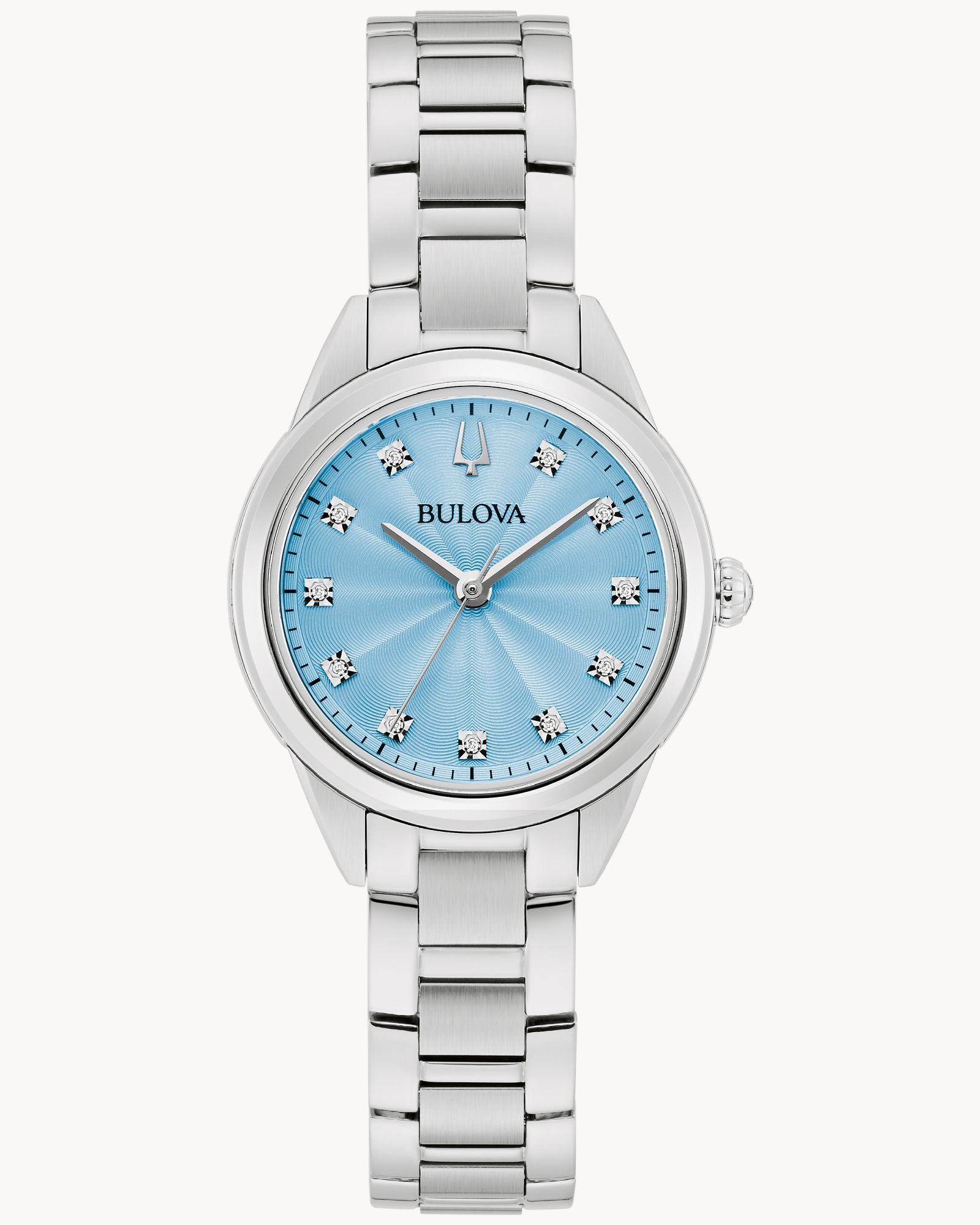 Reloj Bulova Sutton 96P250 Mujer Acero Esfera Azul Con Diamantes
