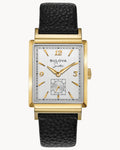 Reloj Bulova Frank Sinatra My Way 97A158 Hombre Acero Dorado Esfera Plateada Correa Cuero Negro