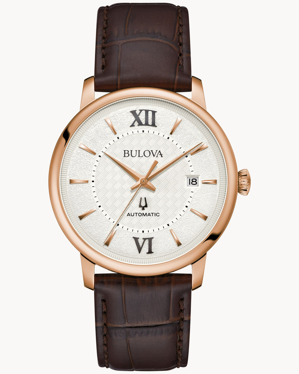 Bulova 97B225 Hudson Reloj Automático Hombre Cuero Marrón Dorado
