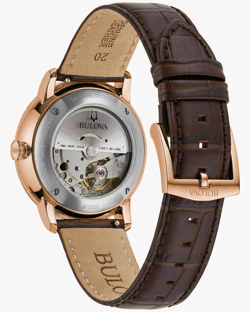 Bulova 97B225 Hudson Reloj Automático Hombre Cuero Marrón Dorado