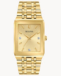 Reloj Bulova Quadra 97D120 Hombre Dorado Esfera Champagne Rectangular