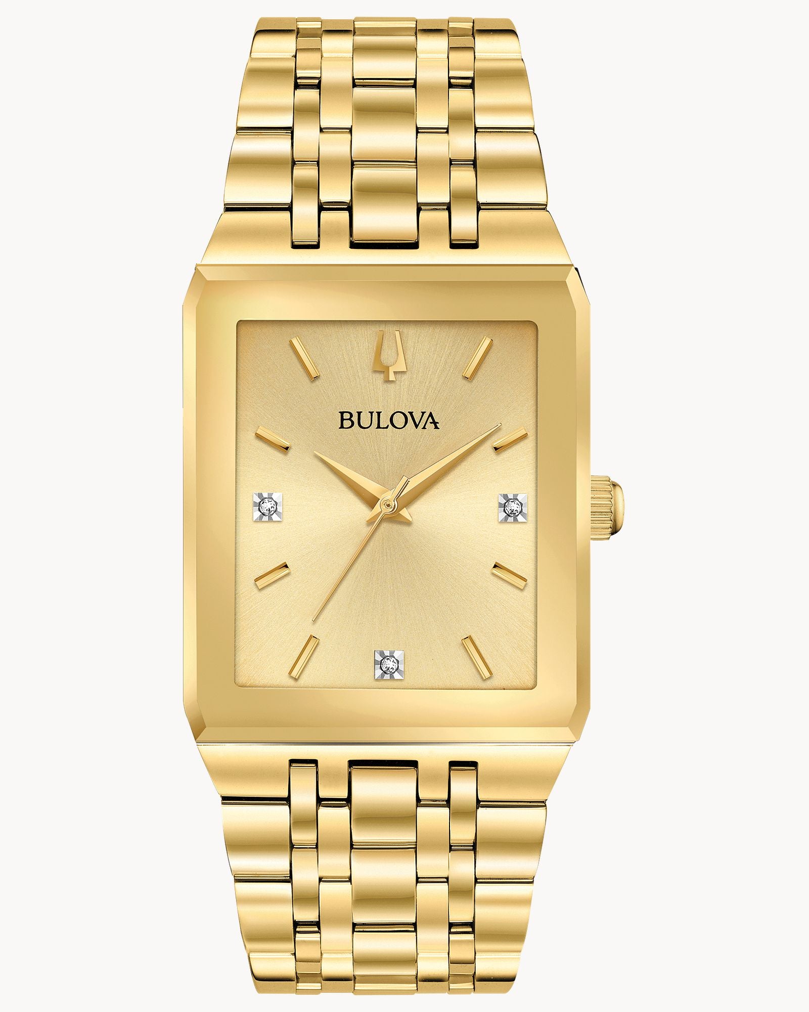 Reloj Bulova Quadra 97D120 Hombre Dorado Esfera Champagne Rectangular