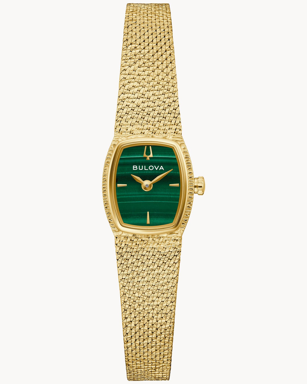 Reloj Bulova Classic Goddess of Time 97L184 Mujer Dorado Esfera Malaquita Verde