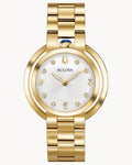 Bulova 97P125 Rubaiyat Reloj Mujer Acero Dorado Esfera Blanca Cristales