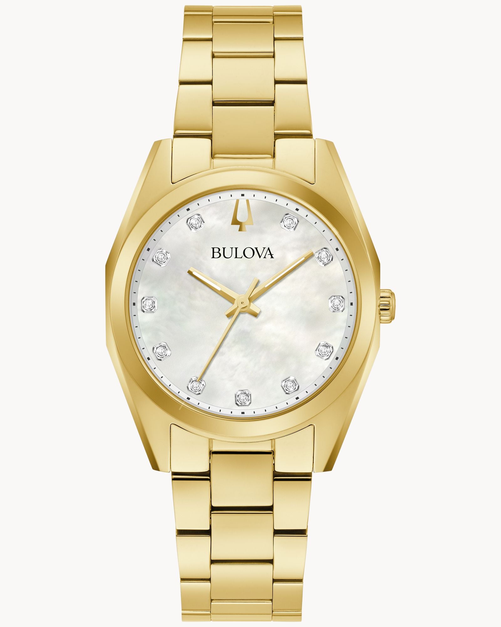 Reloj Bulova Surveyor 97P172 Mujer Dorado Esfera Nácar Diamantes cristales