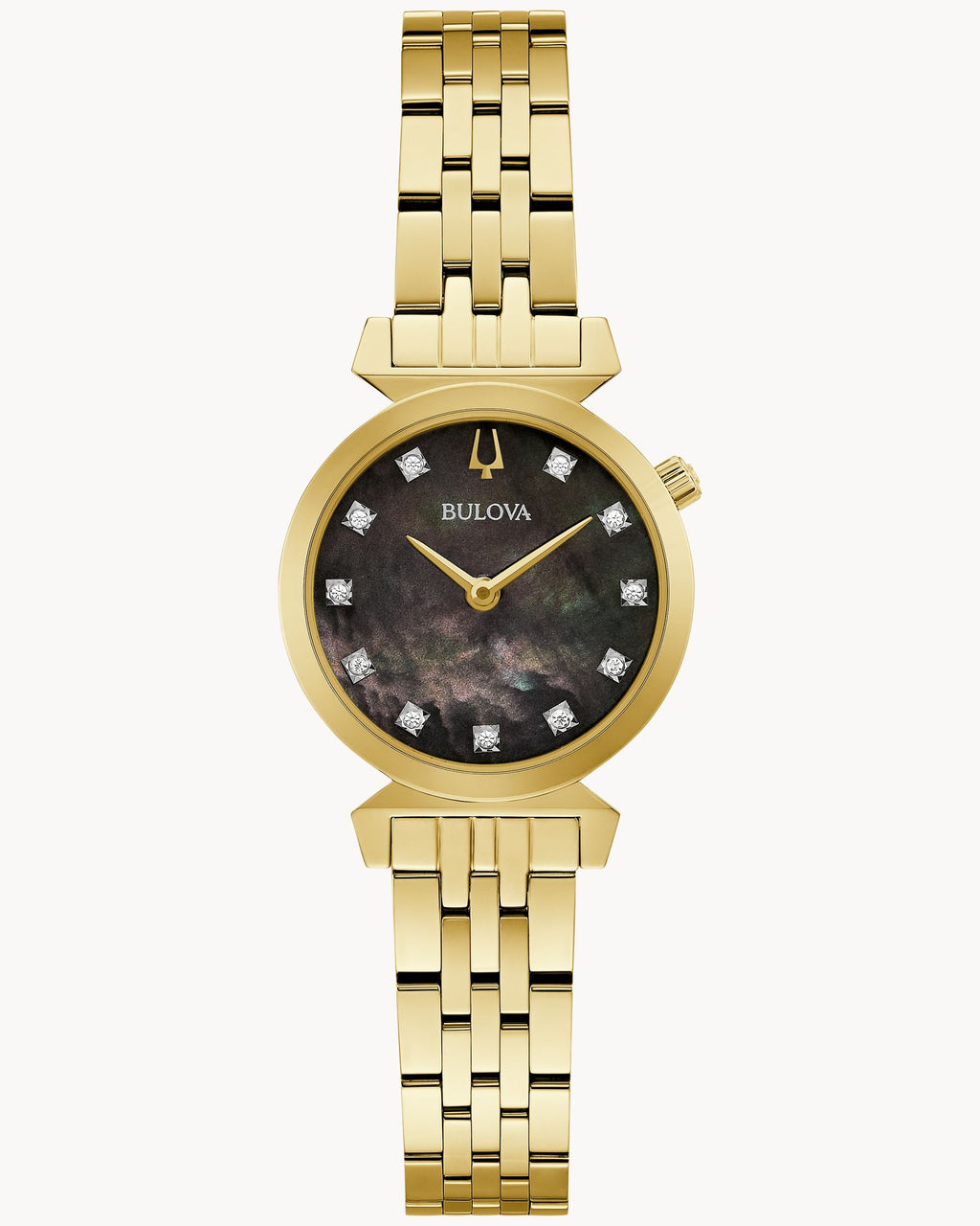 Reloj Bulova Regatta 97P173 Mujer Acero Dorado Esfera Nácar Negra con Cristales