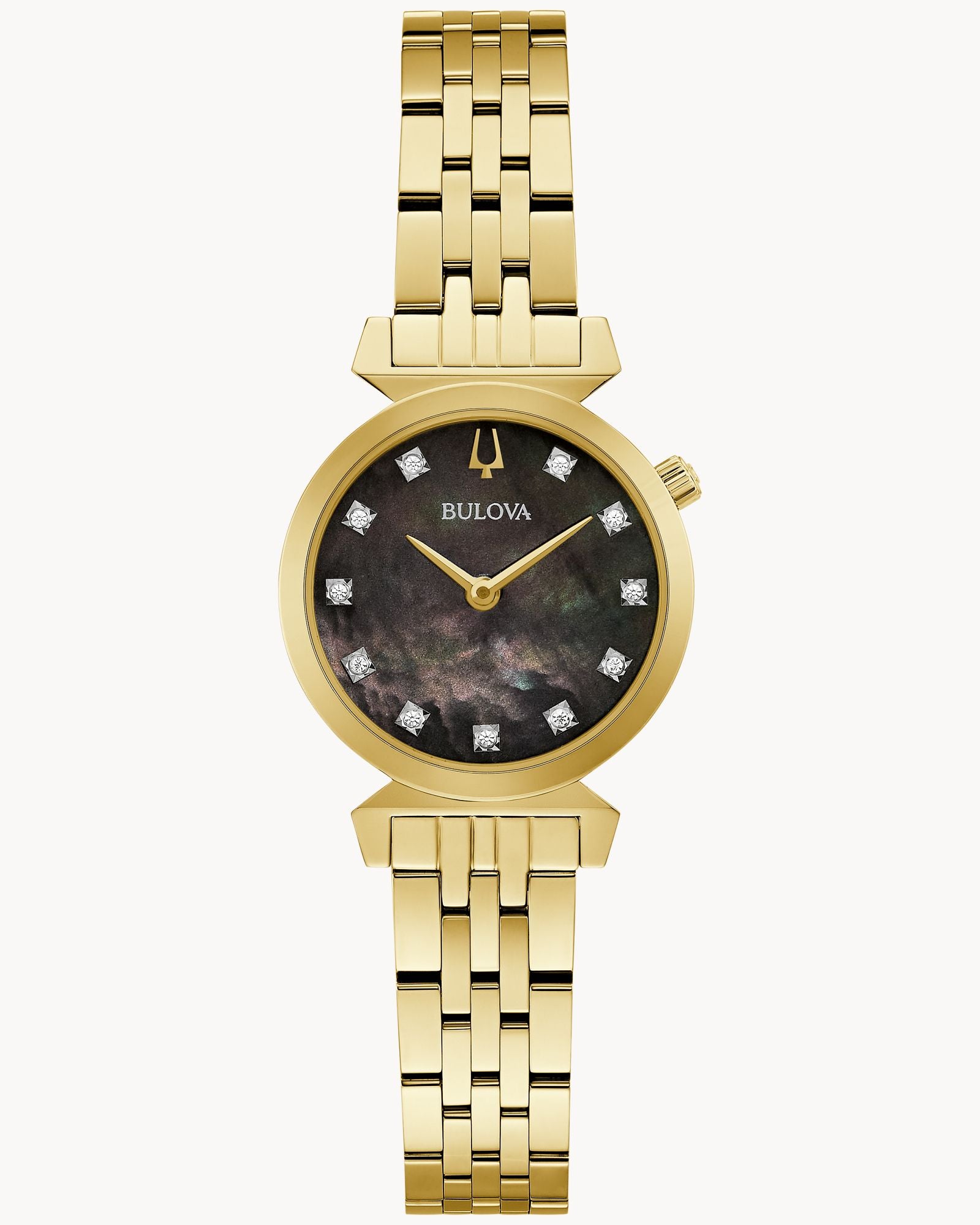 Reloj Bulova Regatta 97P173 Mujer Acero Dorado Esfera Nácar Negra con Cristales