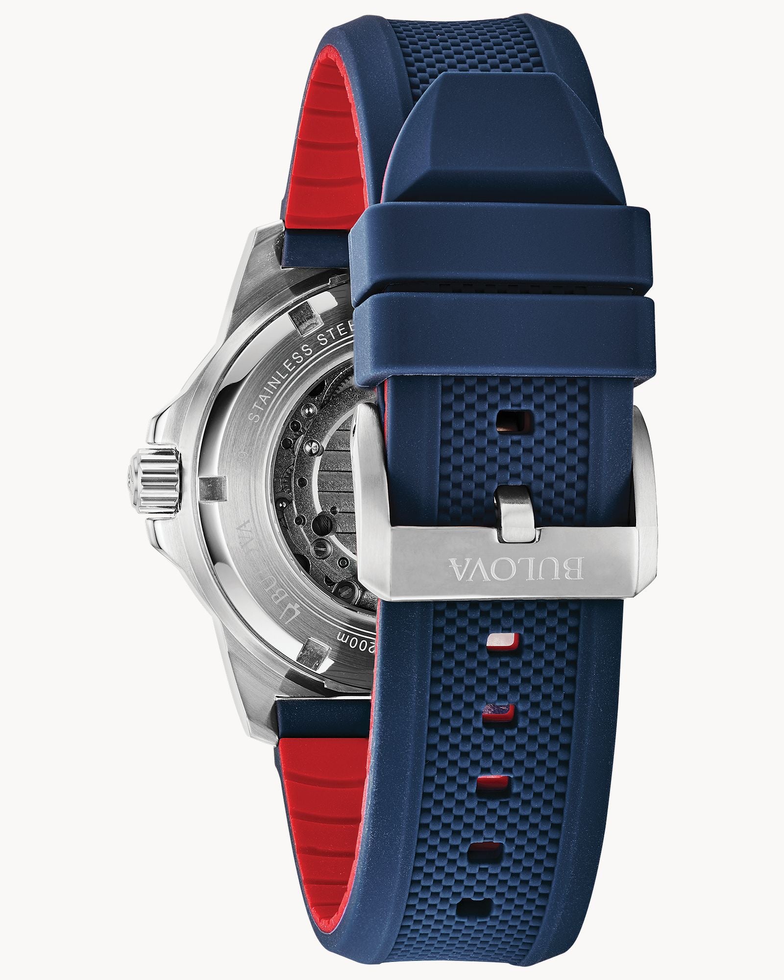 Reloj Bulova Marine Star 98A225 Automático Hombre Correa Azul Esfera Plateada