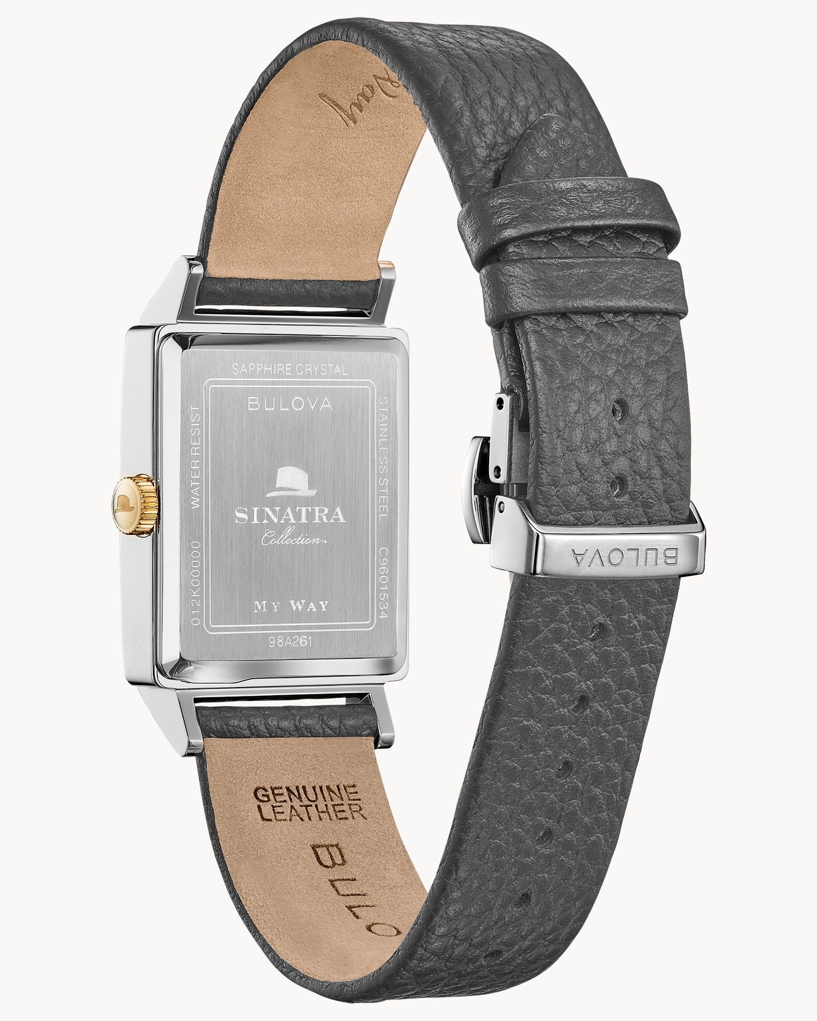 Reloj Bulova Frank Sinatra “My Way” 98A261 Hombre Automático Acero Esfera Negra Correa Cuero