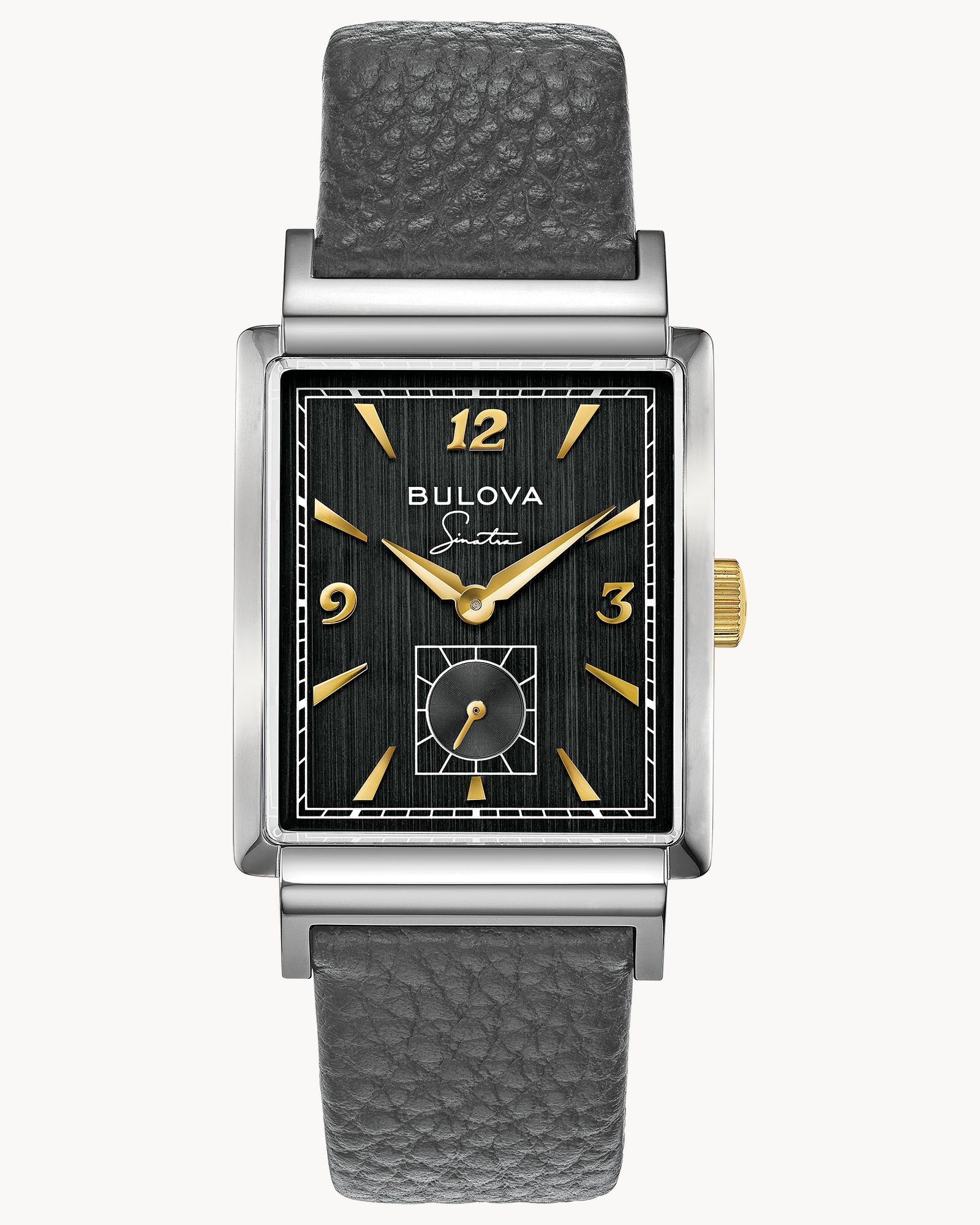 Reloj Bulova Frank Sinatra “My Way” 98A261 Hombre Automático Acero Esfera Negra Correa Cuero