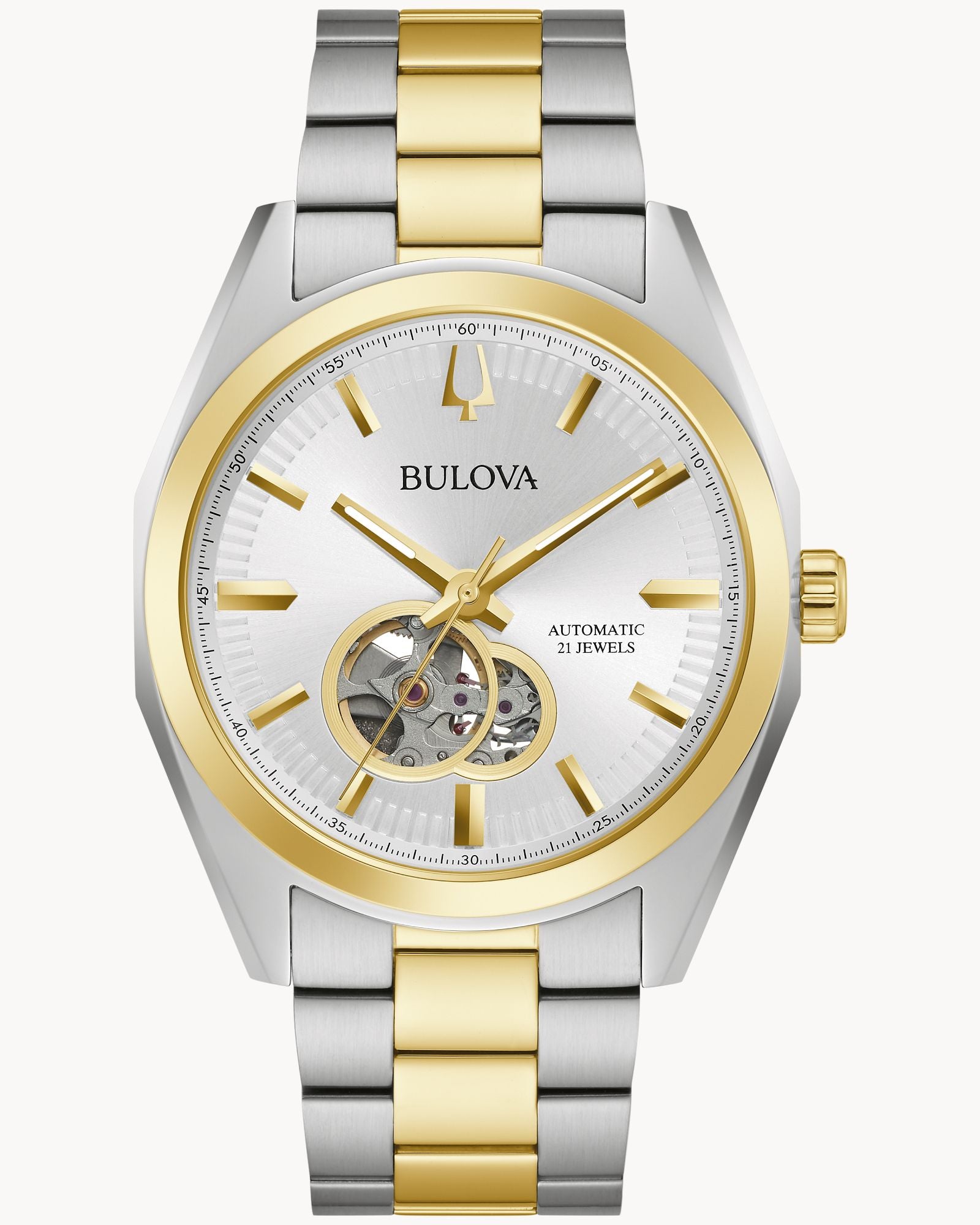 Reloj Bulova Surveyor 98A284 Automático Open Heart Acero Bicolor