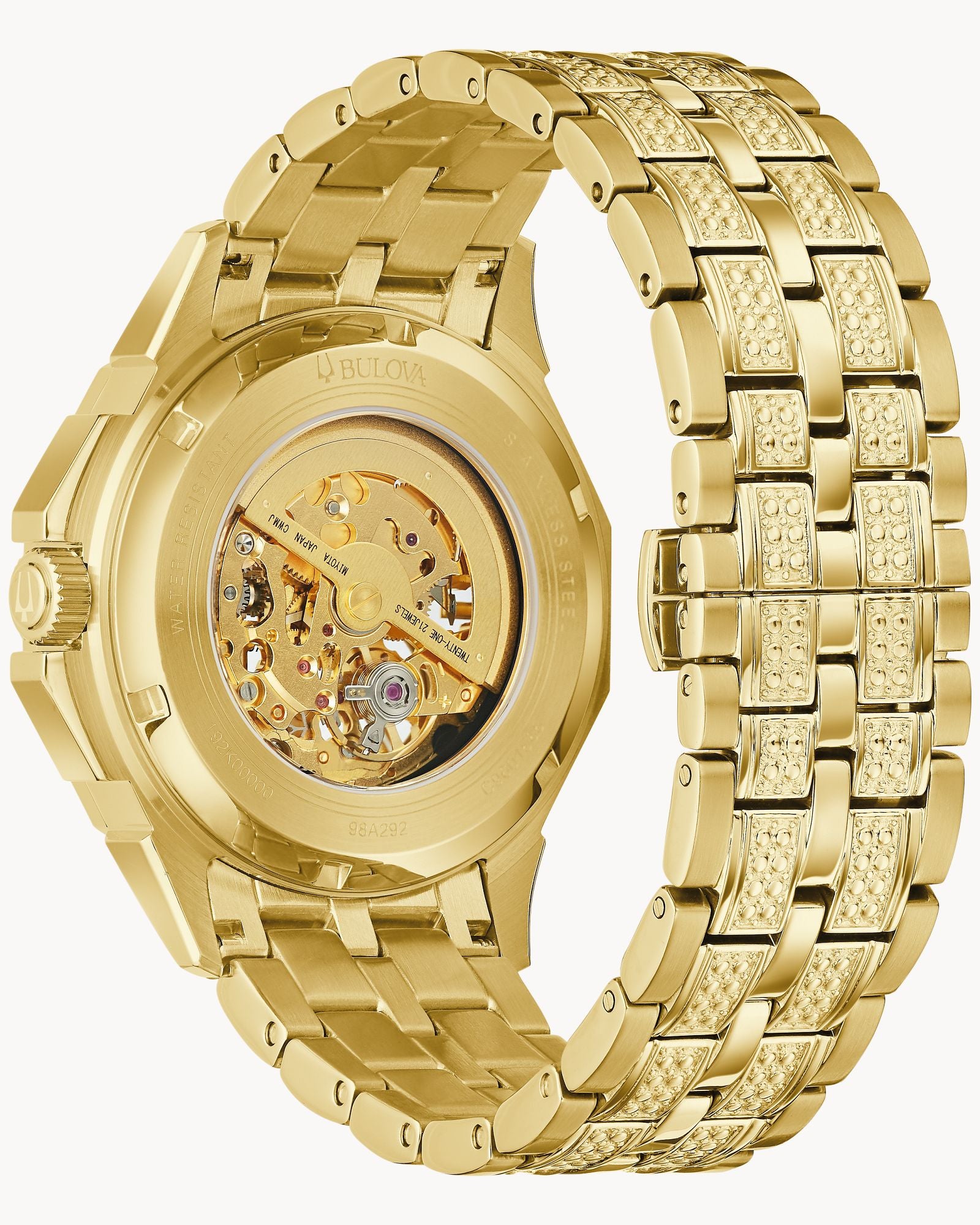 Reloj Bulova Octava 98A292 Hombre Automático Skeleton Acero Dorado con Cristales