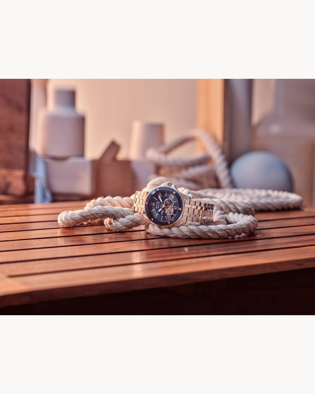 Reloj Bulova Marine Star 98A302 Automático Open Heart Azul