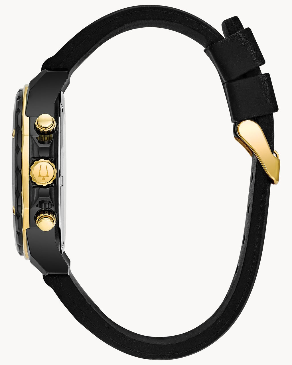 Reloj Bulova Marine Star 98B278 Hombre Cronógrafo Acero Negro y Dorado Esfera Negra Correa Caucho Negro