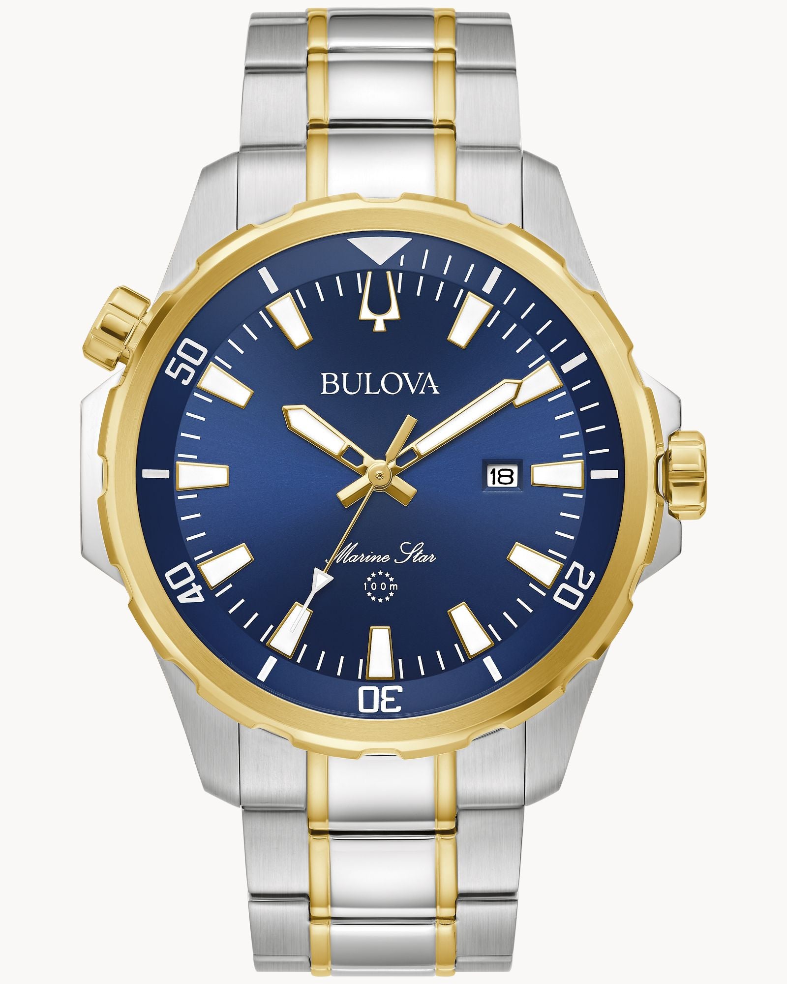 Reloj Bulova Marine Star 98B384 Hombre Acero Bicolor Dorado y Plateado Esfera Azul