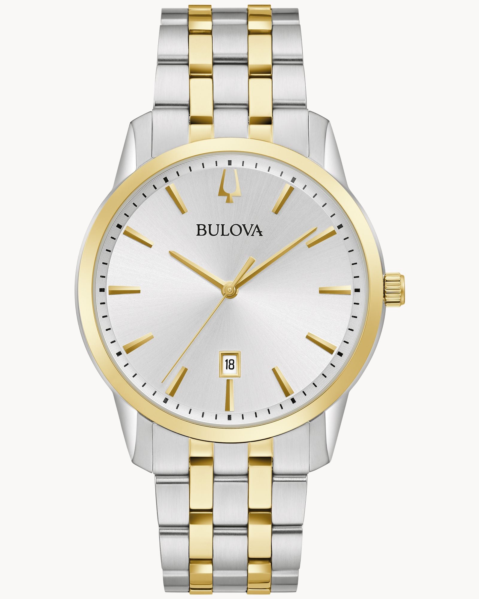 Reloj Bulova Sutton Classic 98B385 Hombre Bicolor Esfera Plateada