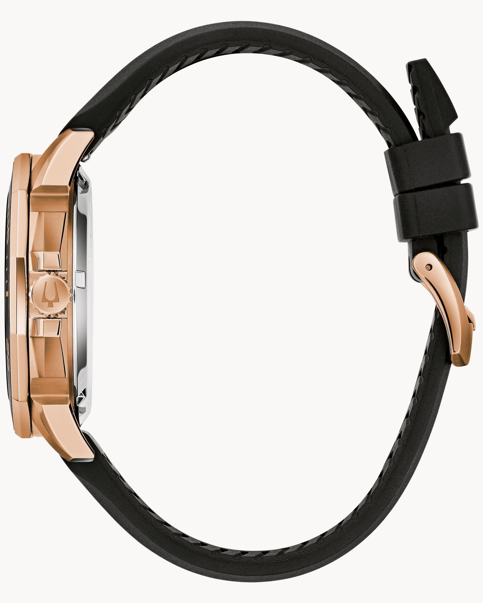 Reloj Bulova Marine Star Precisionist 98B421 Hombre Acero Rose Gold Esfera Marrón Correa Caucho Negro 262 kHz