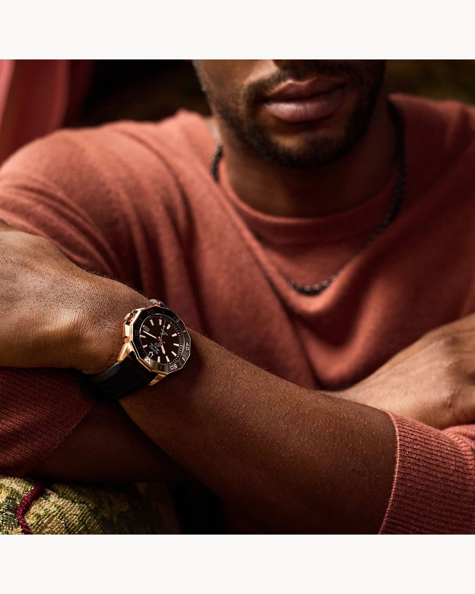 Reloj Bulova Marine Star Precisionist 98B421 Hombre Acero Rose Gold Esfera Marrón Correa Caucho Negro 262 kHz