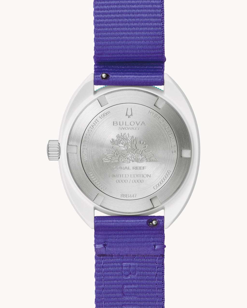 Reloj Bulova Snorkel 98B447 Unisex Esfera Turquesa Correa NATO Púrpura