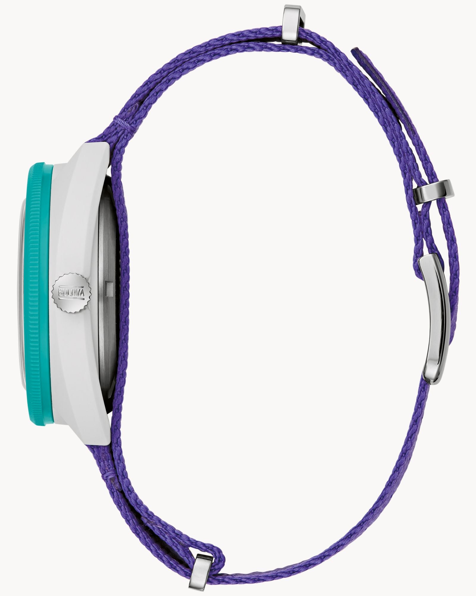 Reloj Bulova Snorkel 98B447 Unisex Esfera Turquesa Correa NATO Púrpura
