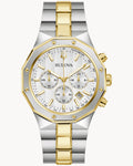 Bulova Prestige 98B450 Cronógrafo Hombre Acero Bicolor Esfera Blanca