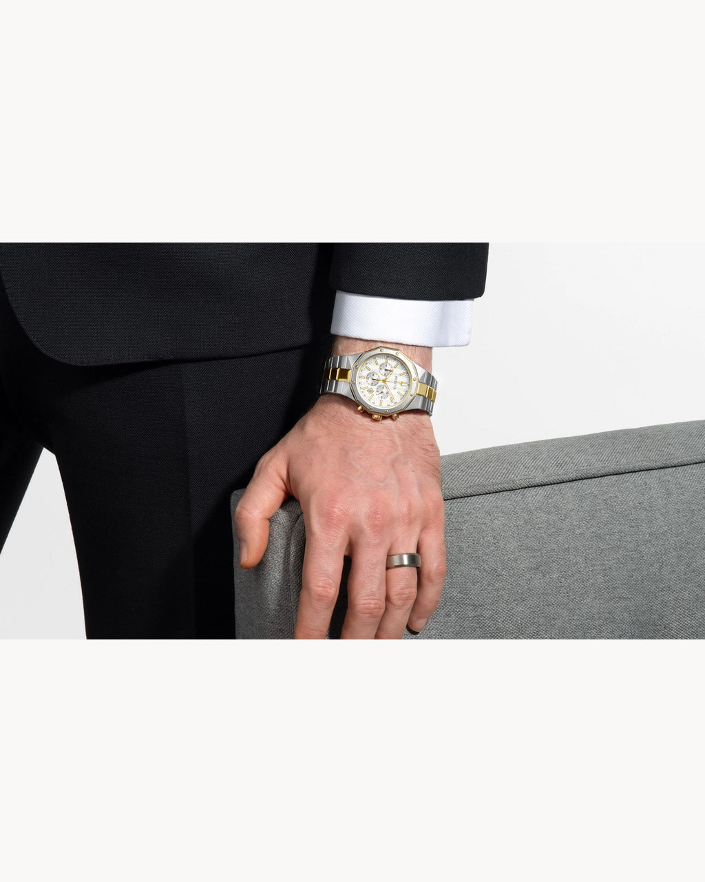 Bulova Prestige 98B450 Cronógrafo Hombre Acero Bicolor Esfera Blanca
