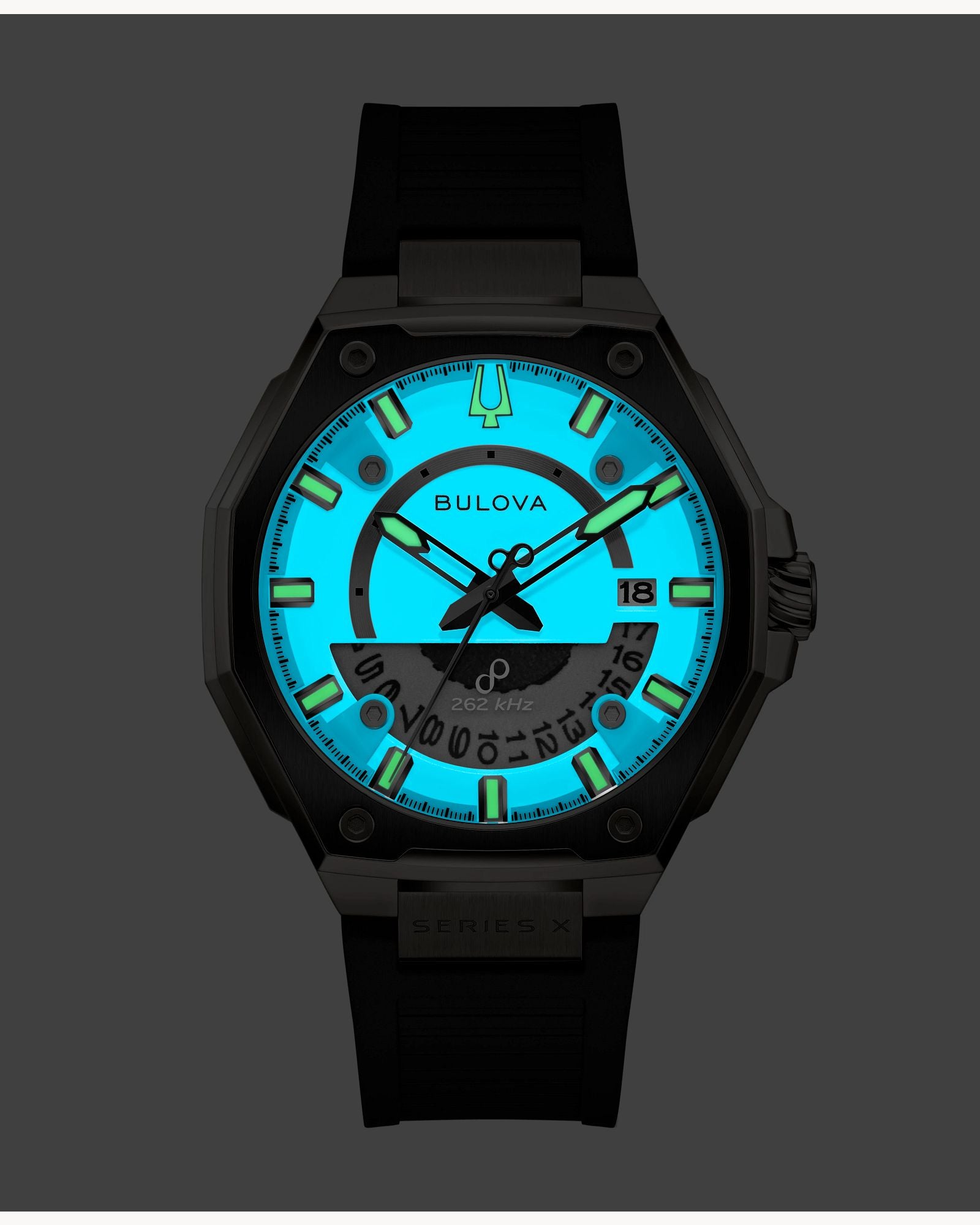 Reloj Bulova Series X 98B457 Hombre Precisionist 262 kHz Acero Inoxidable Esfera Blanca Correa Caucho Negro