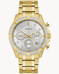 Reloj Bulova Classic 98E113 Hombre Cronógrafo Acero Dorado Esfera Plateada con Diamantes
