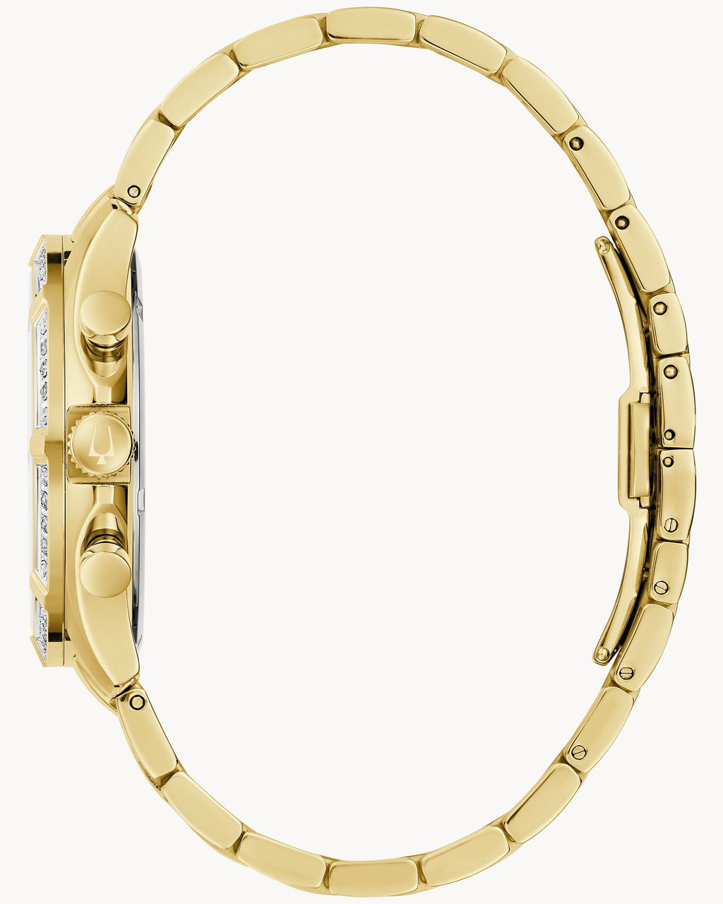 Reloj Bulova Classic 98E113 Hombre Cronógrafo Acero Dorado Esfera Plateada con Diamantes