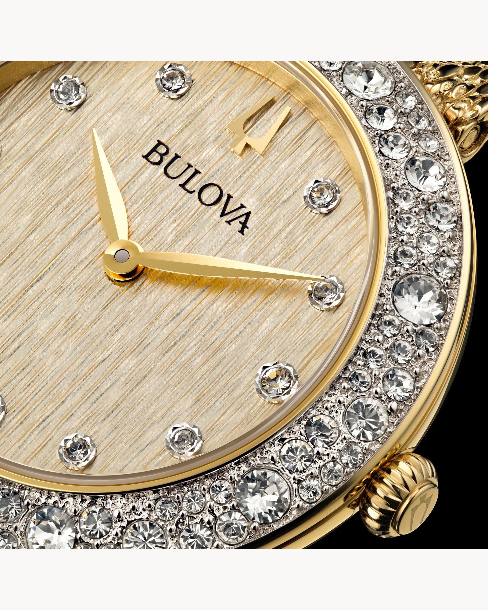 Reloj Bulova Mujer Crystal 98L321 Dorado Bisel con Cristales