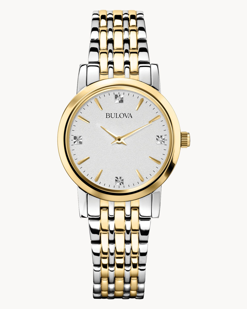 Reloj Bulova Classic 98P115 Mujer Bicolor Esfera Plateada Diamantes