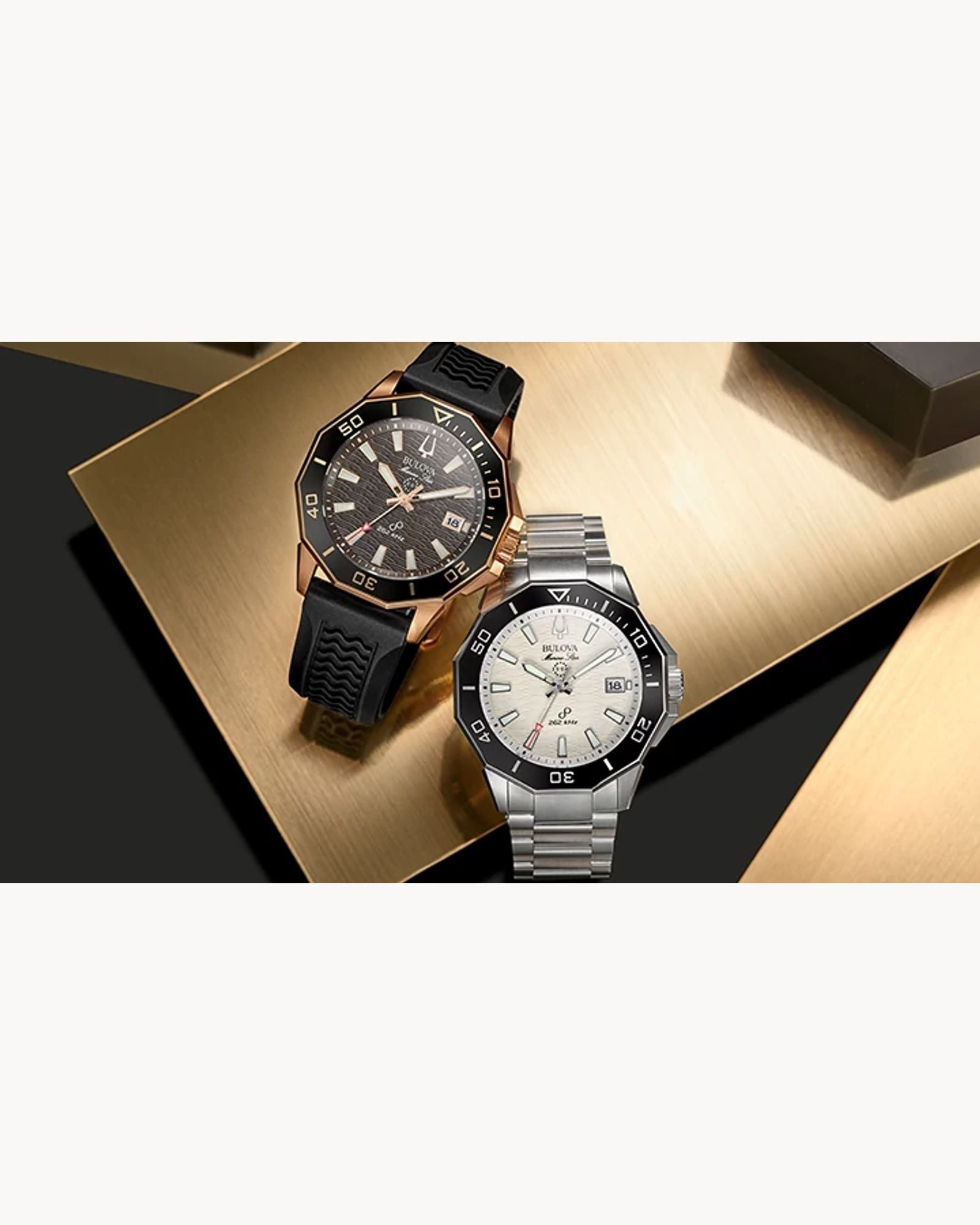 Reloj Bulova Marine Star Precisionist 98B421 Hombre Acero Rose Gold Esfera Marrón Correa Caucho Negro 262 kHz