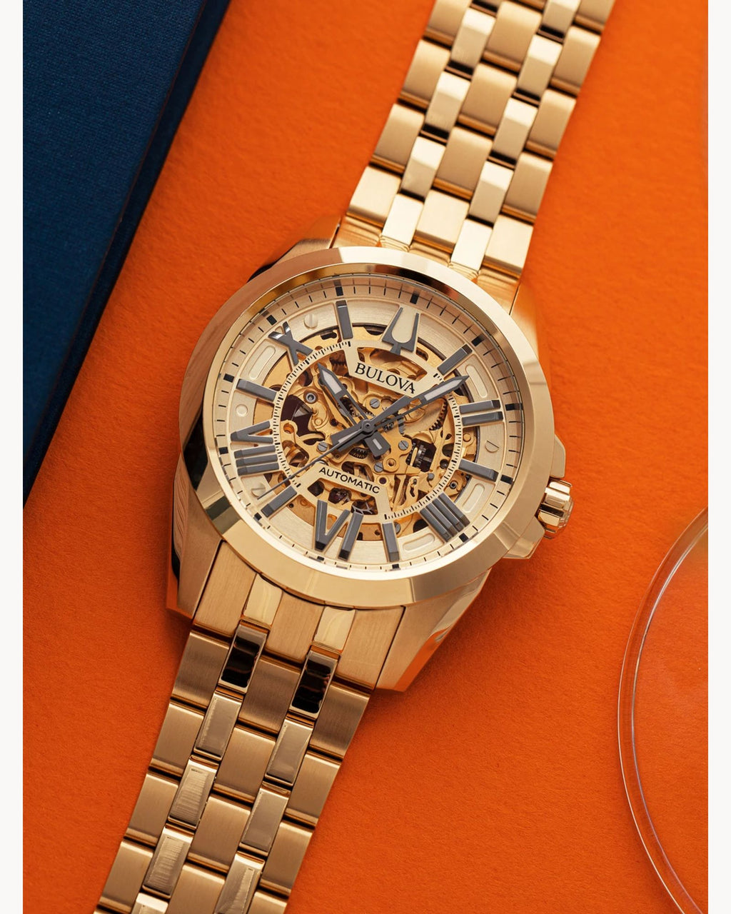 Reloj Bulova Sutton 97A162 Automático Skeleton Dorado
